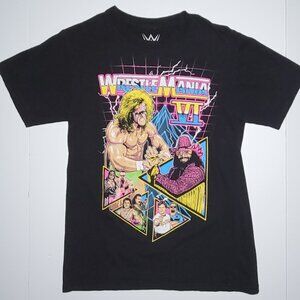 WWE Wrestlemania VI Mens Black Cotton T Shirt with Graphic Print Size Small